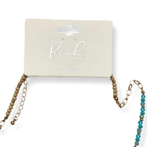 NWT Riah Fashion Leather Tassel Boho Necklace Bracelet - Picture 8 of 8